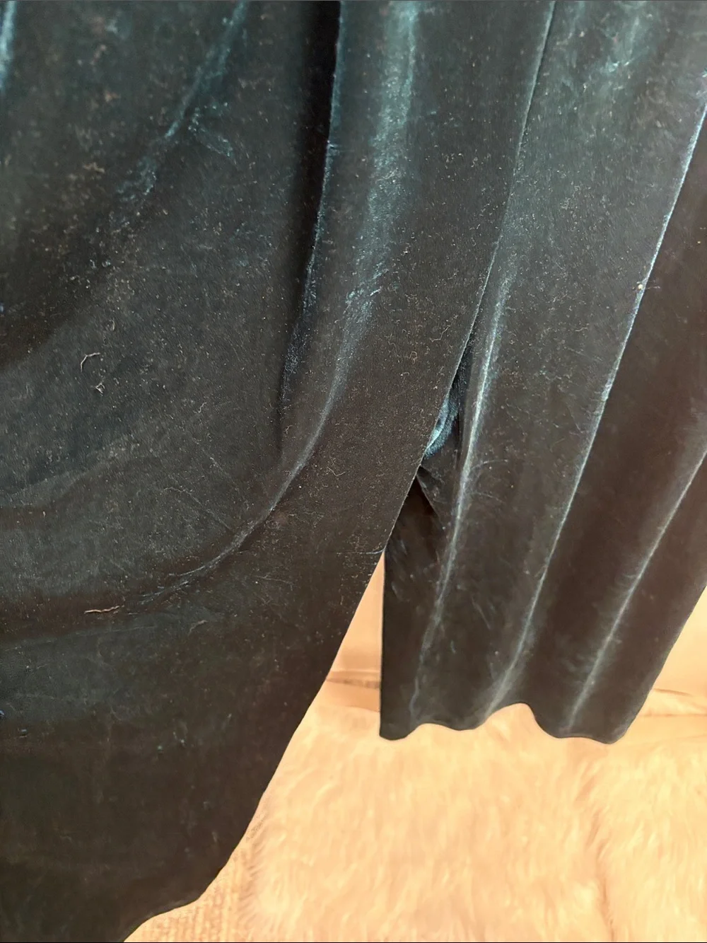 Cider Teal Velvet Draped Wide-Leg Jumpsuit - Picture 3 of 13